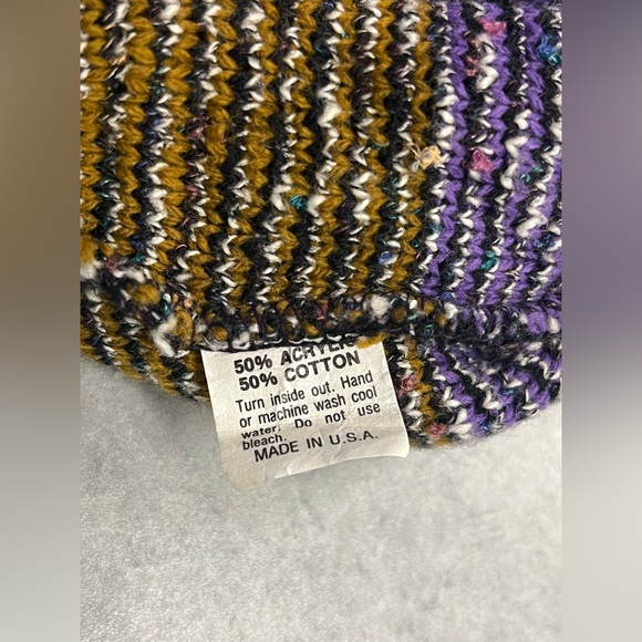 VTG Sequel Black Purple Gold Geometric Pattern Cardigan Sweater—Large (Unisex) - Picture 6 of 6